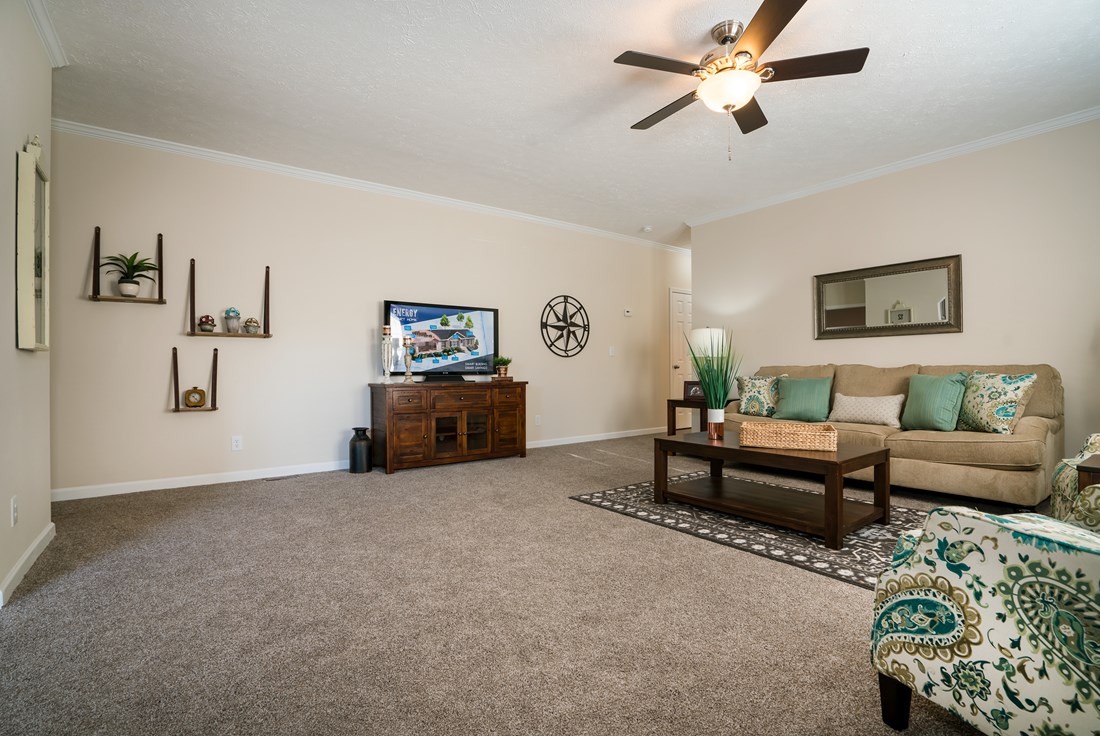 The 2062 CLASSIC Living Room. This Manufactured Mobile Home features 3 bedrooms and 2 baths.