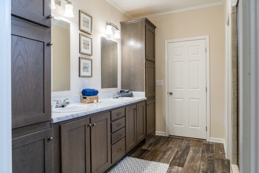 The 2062 CLASSIC Primary Bathroom. This Manufactured Mobile Home features 3 bedrooms and 2 baths.